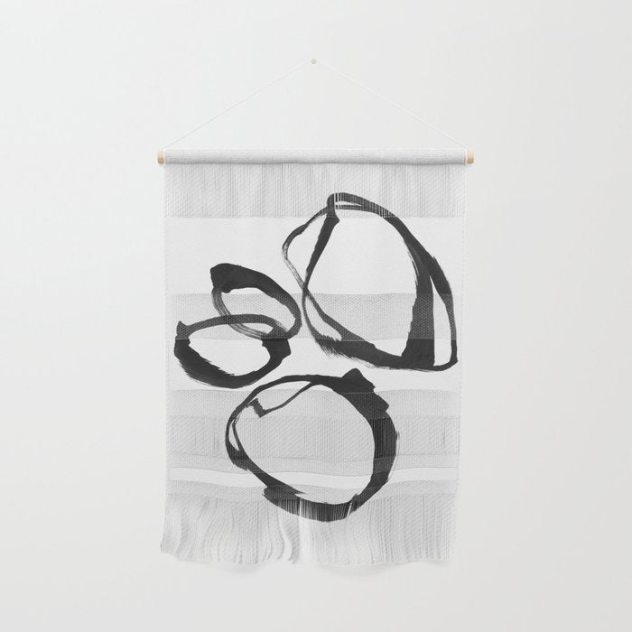 Minimalist Abstract Black Ink Painting Rings 2 Wall Hanging Gallery Image 1