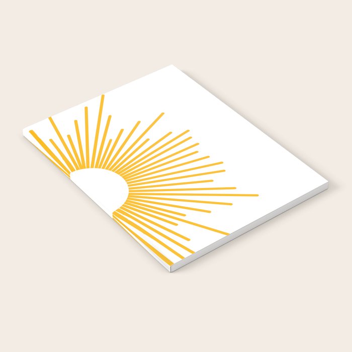 Retro Minimalist Sunburst Sun in White and Mustard Yellow Notebook Gallery Image 2