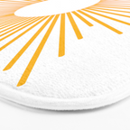 Retro Minimalist Sunburst Sun in White and Mustard Yellow Bath Mat Gallery Image 3