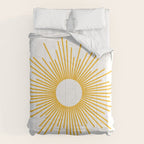Retro Minimalist Sunburst Sun in White and Mustard Yellow Comforter Gallery Image 6
