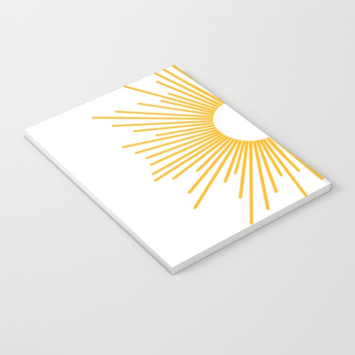 Retro Minimalist Sunburst Sun in White and Mustard Yellow Notebook Gallery Image 3