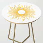 Retro Minimalist Sunburst Sun in White and Mustard Yellow Side Table Gallery Image 2