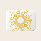 Retro Minimalist Sunburst Sun in White and Mustard Yellow Bath Mat Gallery Image 1