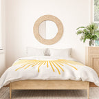 Retro Minimalist Sunburst Sun in White and Mustard Yellow Duvet Cover Gallery Image 3