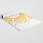 Retro Minimalist Sunburst Sun in White and Mustard Yellow Yoga Mat Gallery Image 2