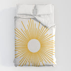 Retro Minimalist Sunburst Sun in White and Mustard Yellow Duvet Cover Gallery Image 6