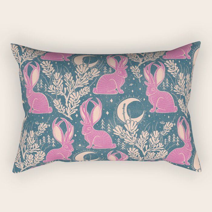 Jackalope - blue and purple  Rectangular Pillow Gallery Image 1