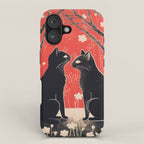 Forest Blossom Black Cat Pair iPhone Case Gallery Image 1