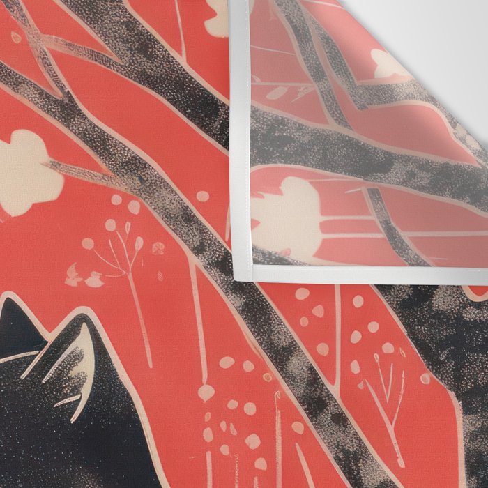 Forest Blossom Black Cat Pair Wall Tapestry Gallery Image 3