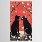Forest Blossom Black Cat Pair Tablecloth Gallery Image 2