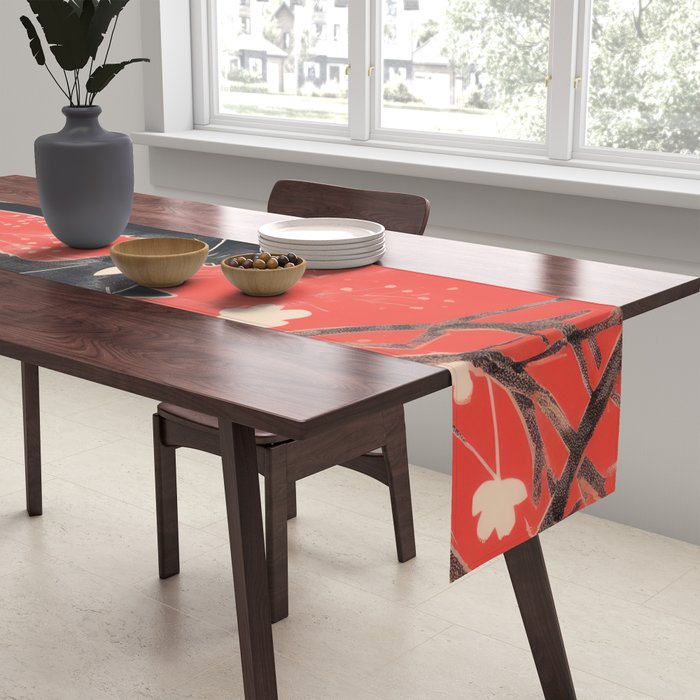 Forest Blossom Black Cat Pair Table Runner Gallery Image 2