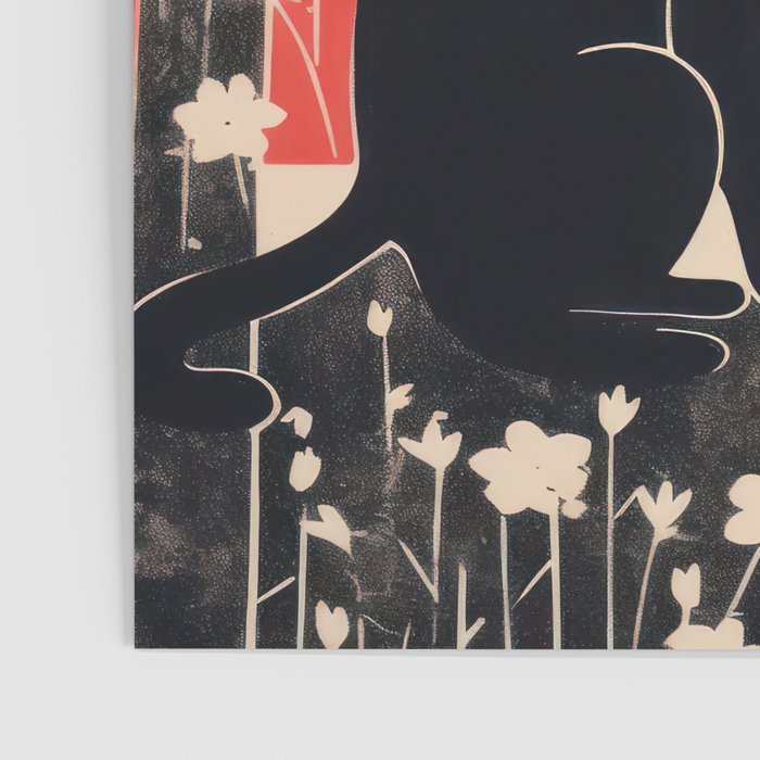 Forest Blossom Black Cat Pair Poster Gallery Image 3