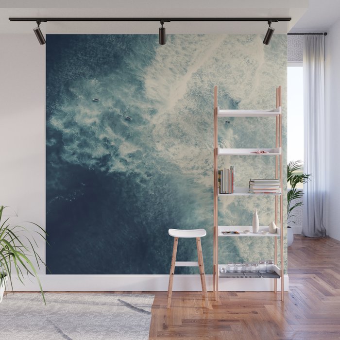 Ice Blue Surf - Aerial Ocean Sea Photography Wall Mural Gallery Image 1