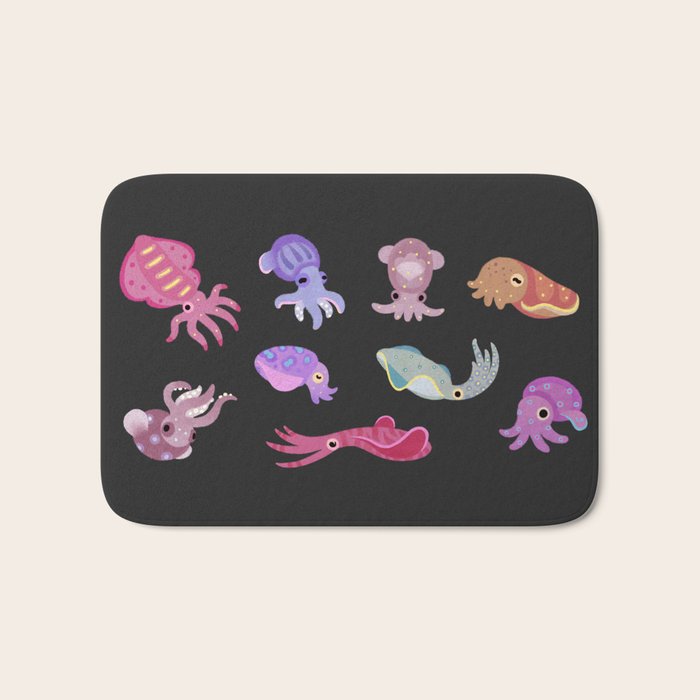 Squids - black Bath Mat Gallery Image 1