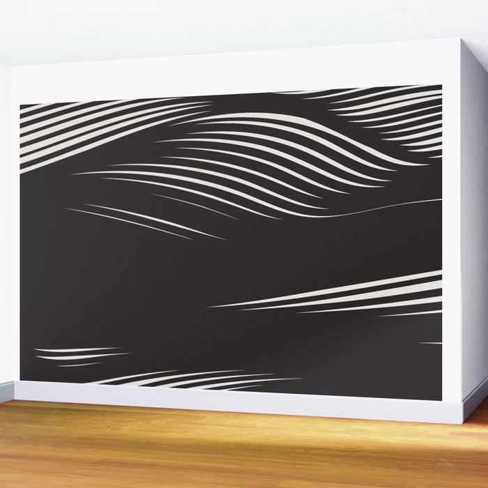Wavy Black and Beige 13 Wall Mural Gallery Image 2