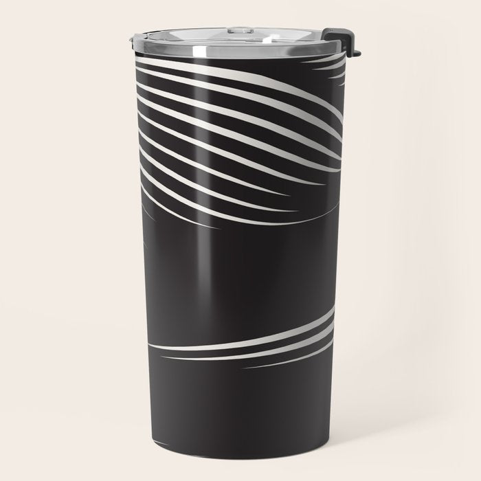 Wavy Black and Beige 13 Travel Mug Gallery Image 2