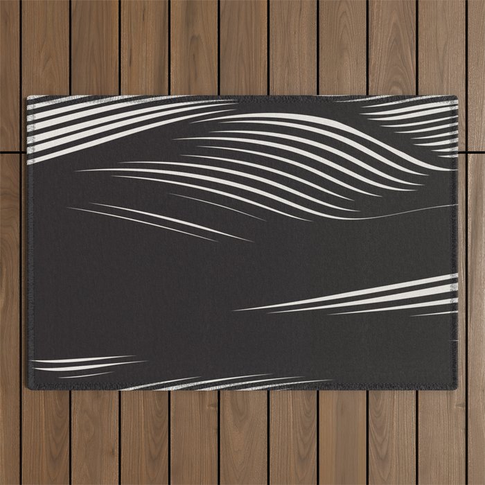 Wavy Black and Beige 13 Outdoor Rug Gallery Image 1