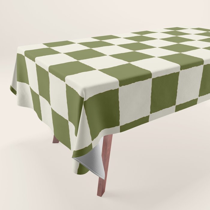 DESERT CHECKER OLIVE Tablecloth Gallery Image 1