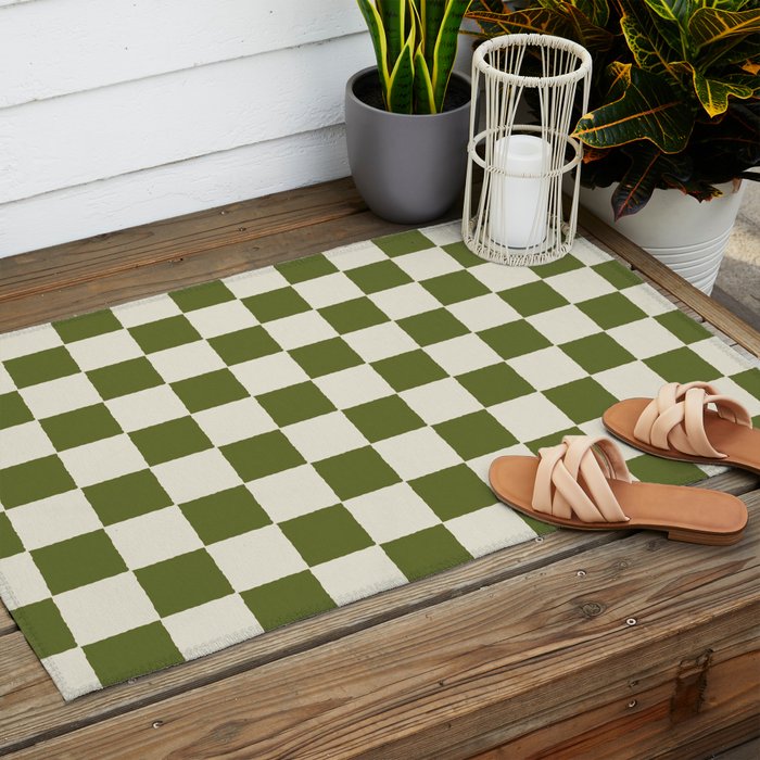 DESERT CHECKER OLIVE Outdoor Rug Gallery Image 2
