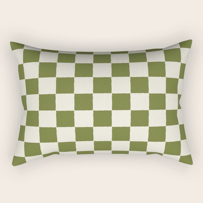 DESERT CHECKER OLIVE Rectangular Pillow Gallery Image 2