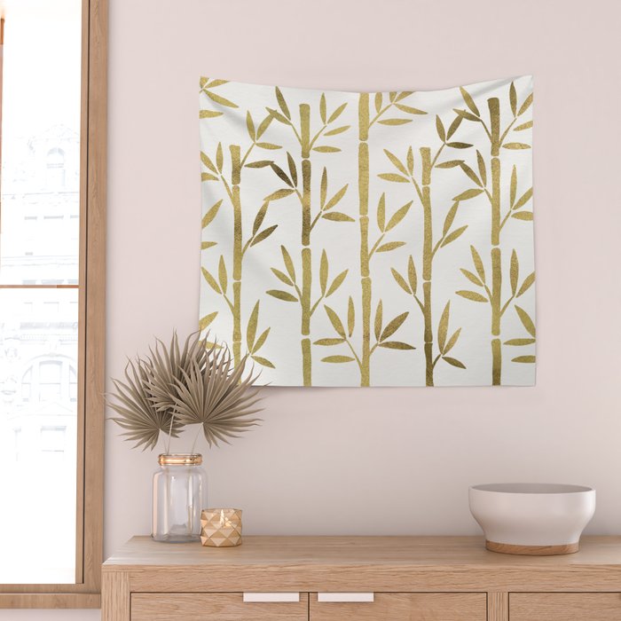 Bamboo Stems - Gold Palette Wall Tapestry Gallery Image 2
