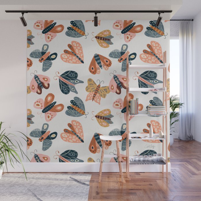 Moth Specimens â Yellow Wall Mural Gallery Image 1