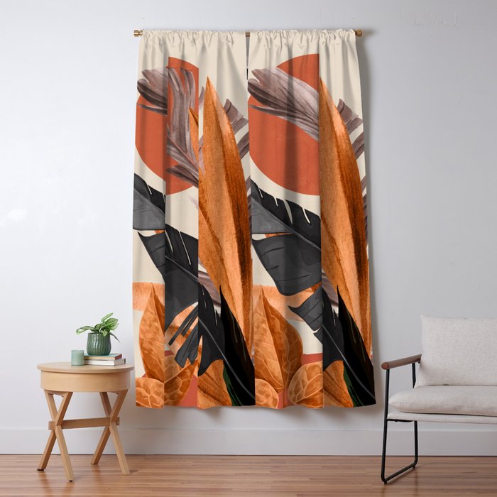 Abstract Art Tropical Leaves 160 Window Curtain Gallery Image 5