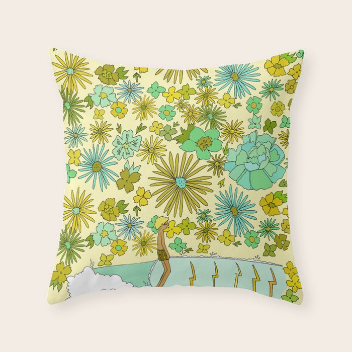 retro daydreams hang 10 florida // retro surf art by surfy birdy Throw Pillow Gallery Image 6