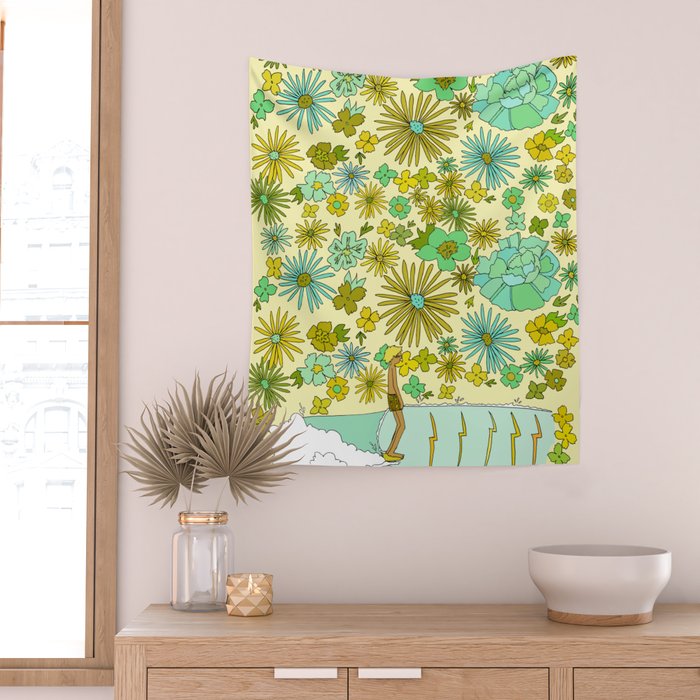 retro daydreams hang 10 florida // retro surf art by surfy birdy Wall Tapestry Gallery Image 2