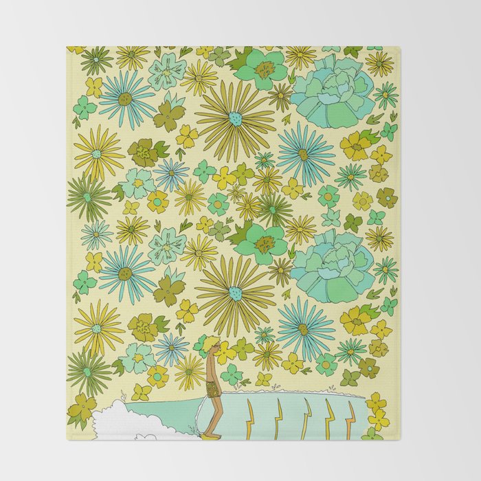 retro daydreams hang 10 florida // retro surf art by surfy birdy Throw Blanket Gallery Image 2
