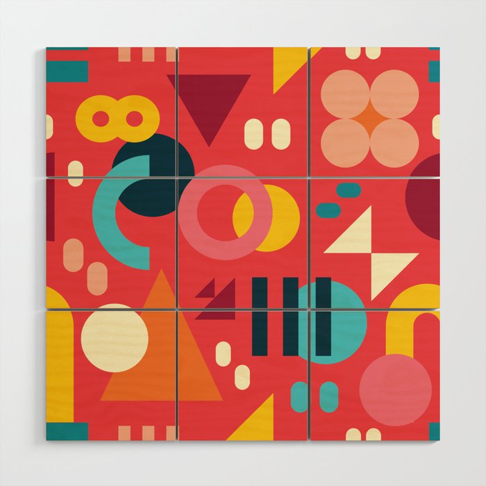 Happy Geometrics Wood Wall Art Gallery Image 1