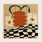 Vintage matisse floral check  Wood Wall Art Gallery Image 1