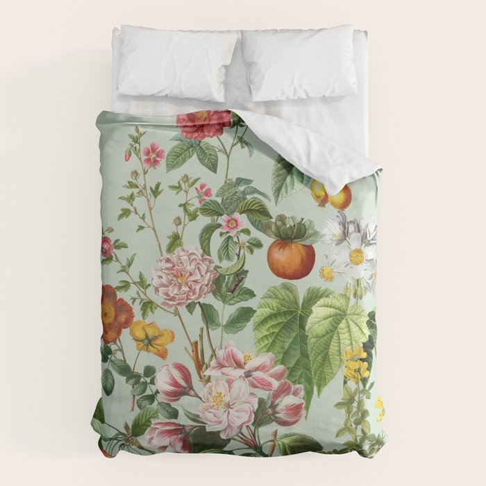 Persimmon Botanical Bloom Mint Green  Duvet Cover Gallery Image 1