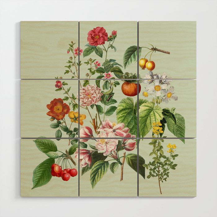 Persimmon Botanical Bloom Mint Green  Wood Wall Art Gallery Image 1