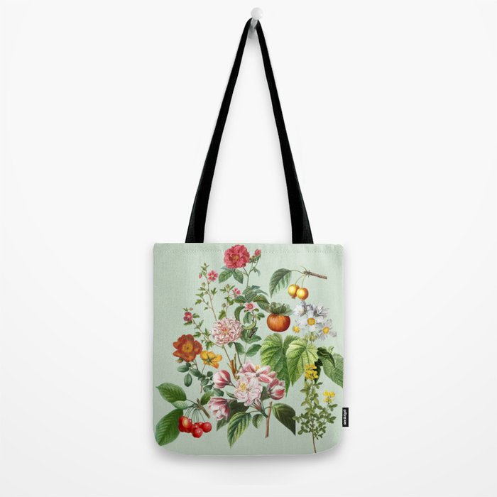 Persimmon Botanical Bloom Mint Green  Tote Bag Gallery Image 2
