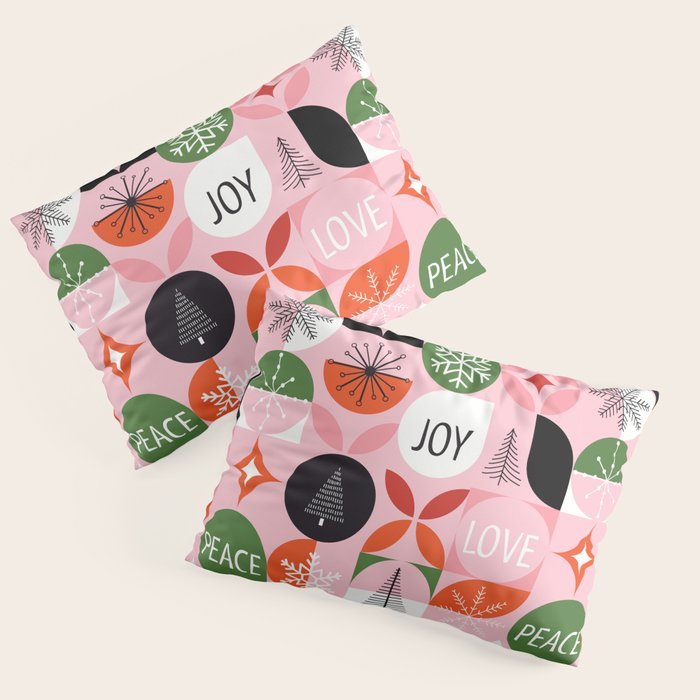 Mid Century Modern Christmas Shapes  Pillow Sham Gallery Image 1