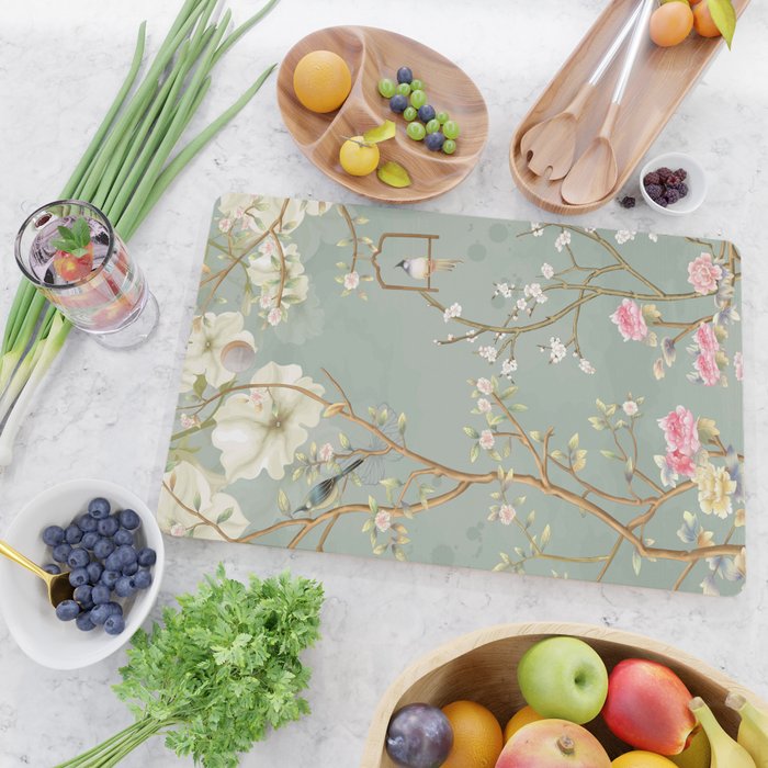 Romantic Chinoiserie Pearl Garden Cutting Board Gallery Image 2