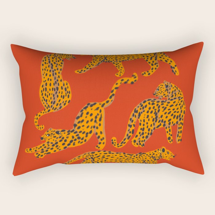 Abstract modern cats with red lips and earnings  Rectangular Pillow Gallery Image 1