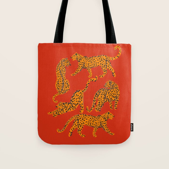 Abstract modern cats with red lips and earnings  Tote Bag Gallery Image 1