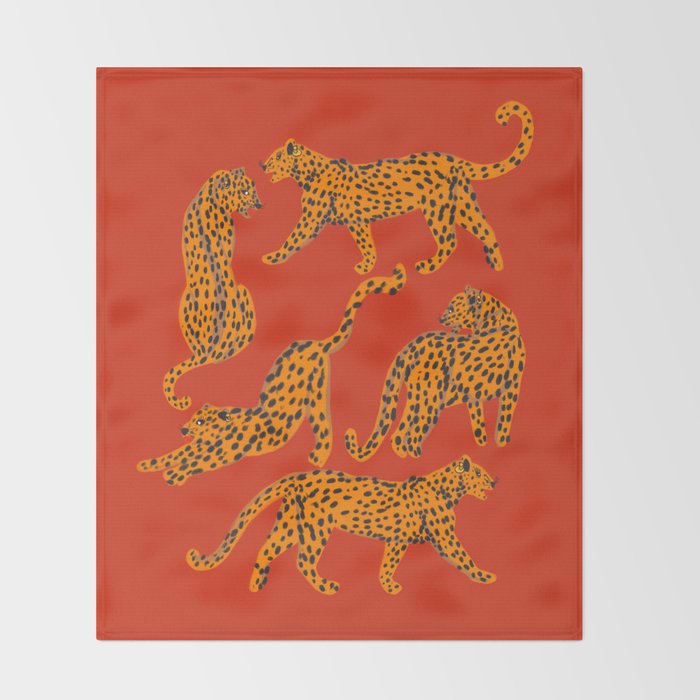 Abstract modern cats with red lips and earnings  Throw Blanket Gallery Image 2