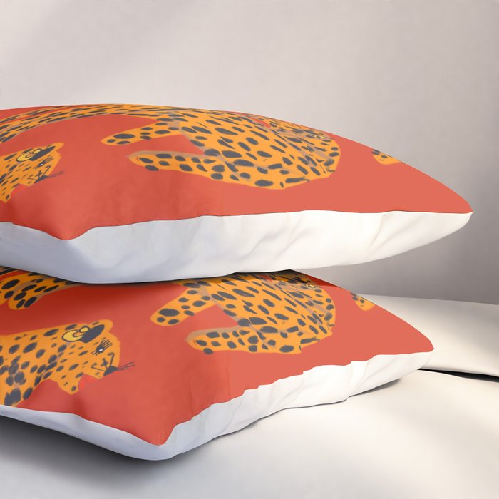 Abstract modern cats with red lips and earnings  Pillow Sham Gallery Image 3