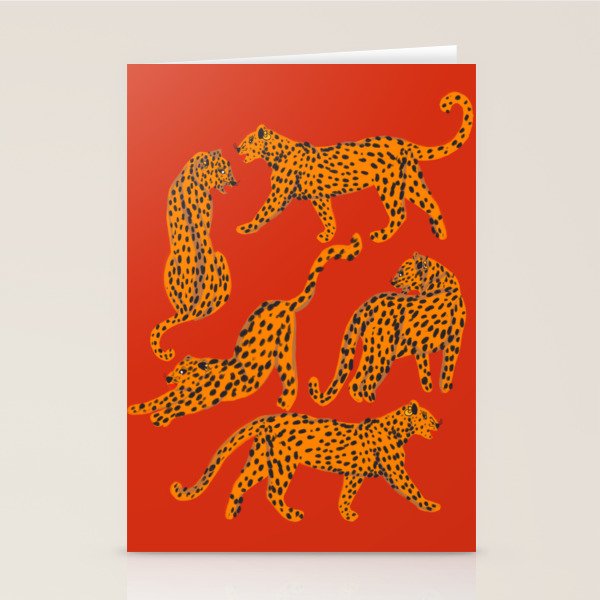 Abstract modern cats with red lips and earnings  Stationery Card Gallery Image 2
