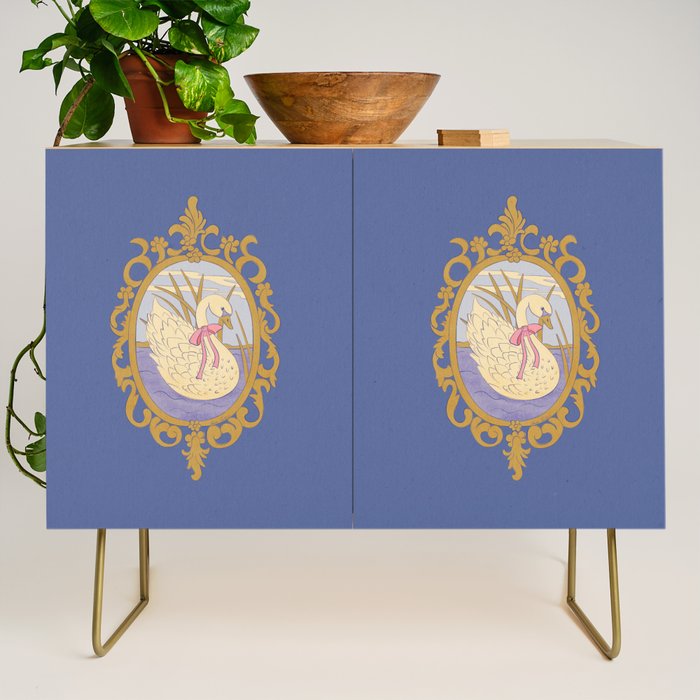 Whimsical Swan with Bow Cottagecore Fairytale Storybook Nursery Wall Art Credenza Gallery Image 1