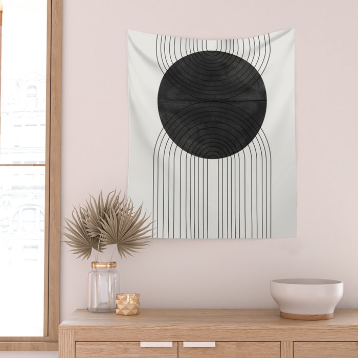 Line Art and Circle Wall Tapestry Gallery Image 2