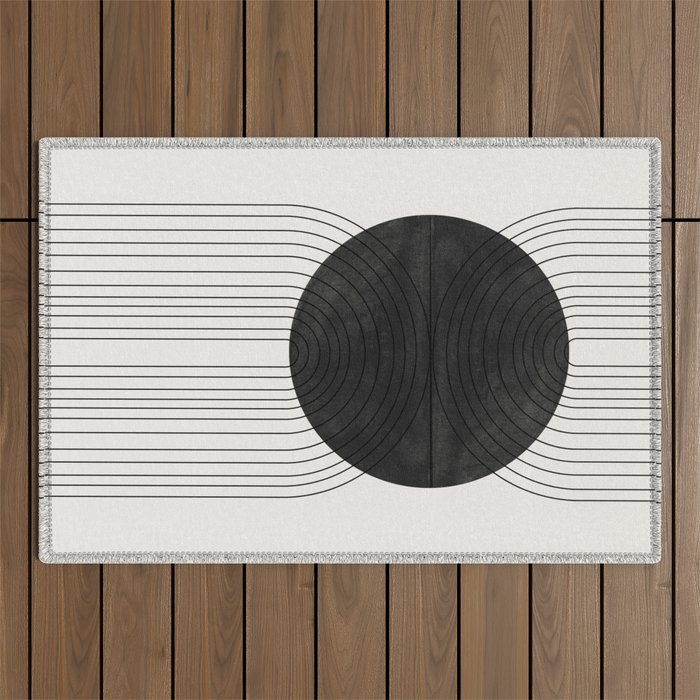 Line Art and Circle Outdoor Rug Gallery Image 1