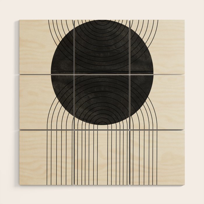 Line Art and Circle Wood Wall Art Gallery Image 1