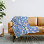 Cream Festive Bows On Blue Throw Blanket Gallery Image 1