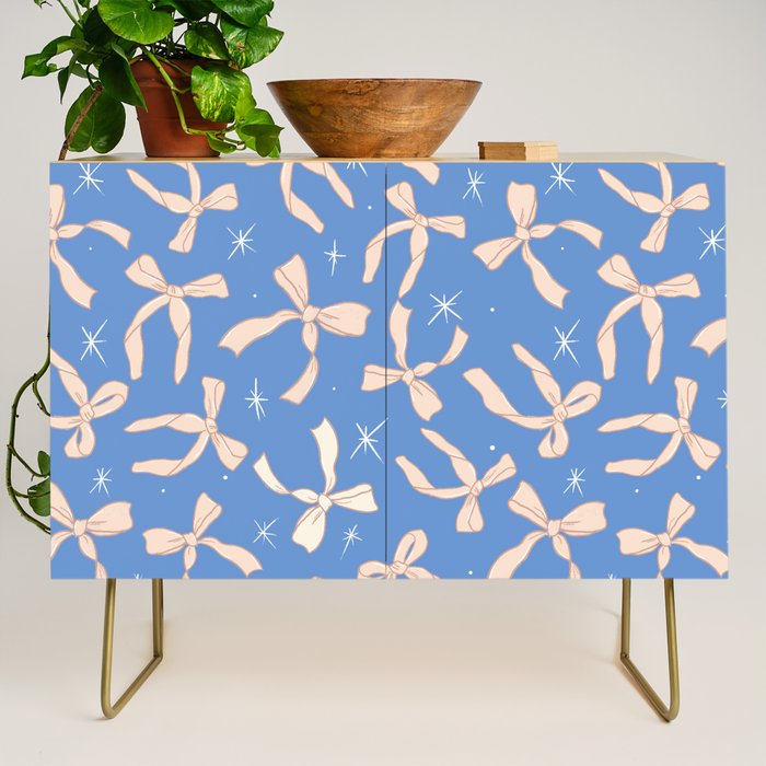 Cream Festive Bows On Blue Credenza Gallery Image 1