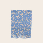 Cream Festive Bows On Blue Wall Hanging Gallery Image 1