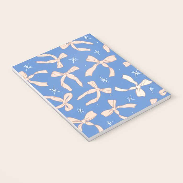 Cream Festive Bows On Blue Notebook Gallery Image 3